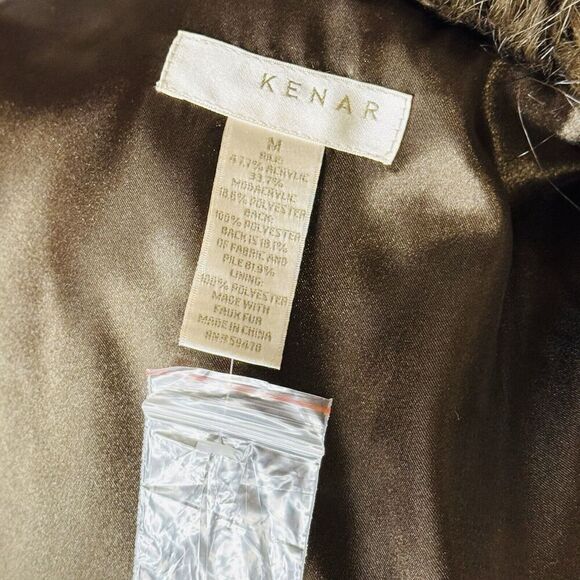 KENAR Faux Fur Sz M Chocolate Brown Hook Eye Closure Vest Luxury Extravaganza - Picture 8 of 12